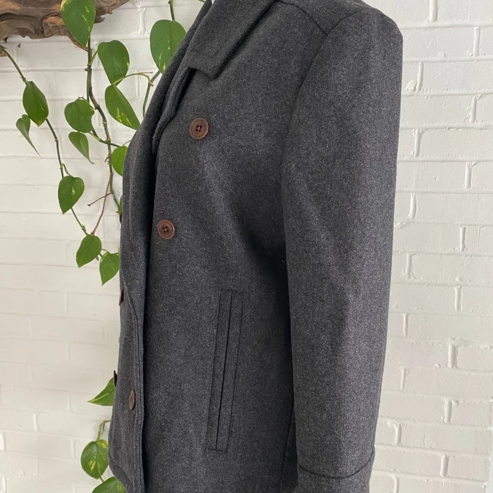 J. Crew Women's Charcoal Gray Wool Pea Coat - Picture 3 of 8